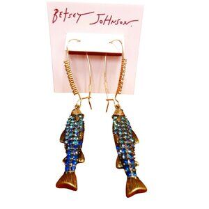 Betsey Johnson Blue Crystal Sardine Earrings
